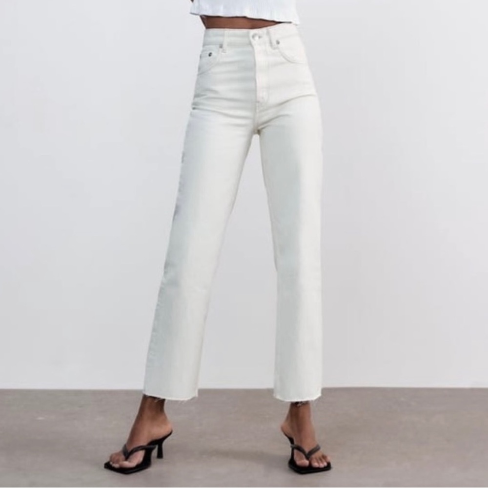 Zara Ivory High Rise Jeans